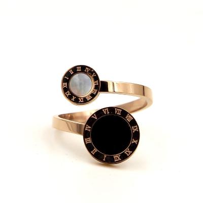 China Steel Roman Numeral Love Ring Black new casual 2022/sporty titanium and white shells couple jewelry gift drop shipping size 6-9 R103 for sale