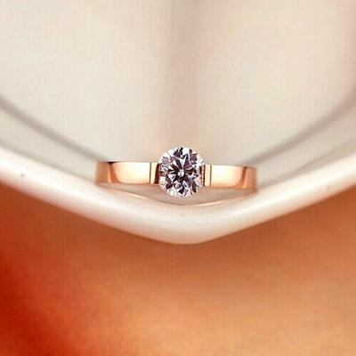 China 1 Carat Hot Shiny Good Quality Woman Casual/Sport Ring Wholesale R205 Gold Color Jewelry Love Gift Crystal Ring For Wedding Titanium Steel for sale