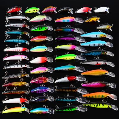 China 48pcs/set Realistic Minnow 3D Hard Artificial Bait Eyes Fishing Wobblers Crankbait Minnows Fishing Lure for sale