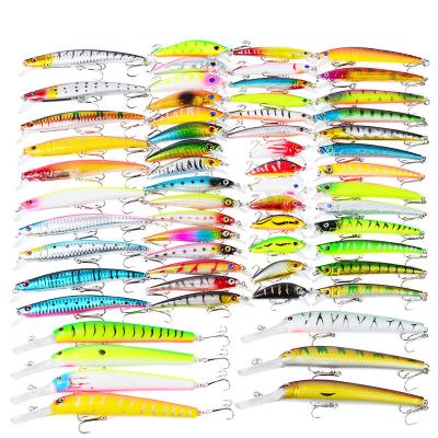 China Realistic Fishing Lure Kit Minnow Lures Floating Water Simulation Groundbait Hard Bait Fishing Tackle Products 60pcs/set for sale