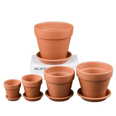 China Large Terra Cotta Pots CLASSIC with Saucer Plant Pot with Drainage Hole with Tray Terracotta Pot for Indoor Outdoor Plant for sale