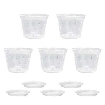 China American Style Orchid Pots With Holes Indoor Clear Plastic Plant Pot Set for sale