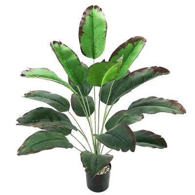 China Plant Plastic Artificial Banana Tree Leaves With Stems Faux Palm Leaf Artificial Tropical Plants for sale