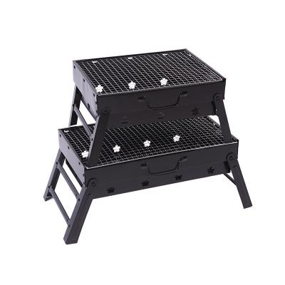 China Easily Assembled Thickened Steel Charcoal Furnacebbq Barbecue Grill Household Fold Out Portable Grill Black Charcoal for sale