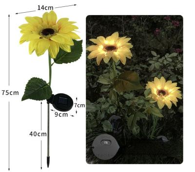 China Idyllic Solar Outdoor Garden Sunflower Lights Auto Fill Led Solar Flower Lights IP65 LED Decorative Waterproof Landscape for sale