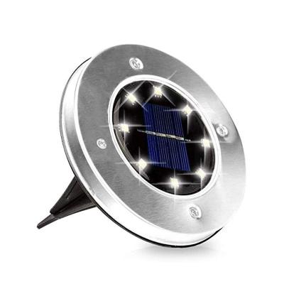 China Theme Park Green Powered Stainless Steel Solar LED Light , Smart Lawn Light Waterproof Outdoor Round 8 Disc Shaped Led Garden Light for sale