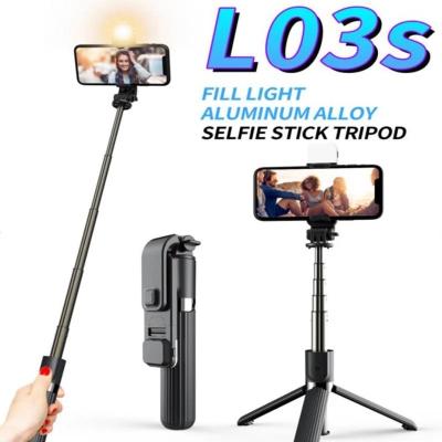 China Portable Flexible L03s Selfie Stick With Fill Light Wireless Tripod Multi-function Aluminum Alloy Camera Bracket for sale