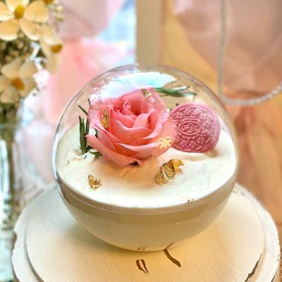 China Bio-degradable Mini Cute Ball Shaped Plastic Packaging Dessert Mousse Round Transparent Cake Box for sale