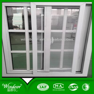 China Colorful PVC sliding window/3 sliding tracks sliding window with mosquito mesh 2 sash sliding window for sale