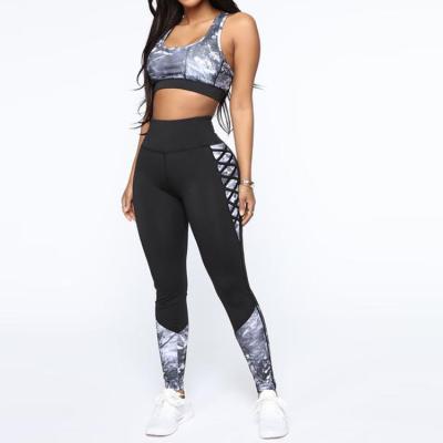 China 2021 Anti-UV Fitness Sports Wear Suits Clothes Slimming Jogging Waist Yoga Sets High Bra Two Piece Sports Set for sale