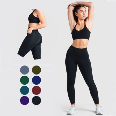 China 2022 Breathable Super Stretch Waist Pants Women Custom Gym Fitness Set Nylon Spandex Yoga Gaiters Tights for sale