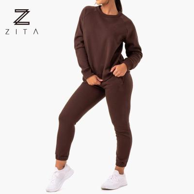 China Latest Designs Antibacterial Fitness Sportswear Jogging Customized Simple Thick 2 Piece Tracksuit Women, Sweatsuit Women Set Tracksuit for sale