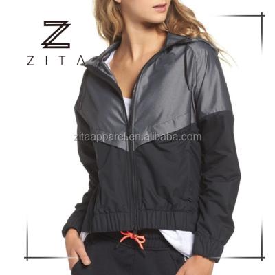 China Custom Waterproof Polyester Anti-Static Women's Lightweight Gym Clothing Winderbeaker 100% Jacket for sale