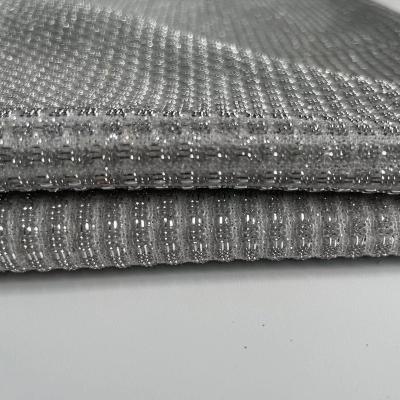 China Breathable wholesale price shiny metallic Bronzing Foil printed fabric square bonded lurex moonlight sparkly jersey fabric knitted for sale