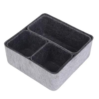 China Deep Felt Workable Desk Drawer Organizers Bins Drawer Organizer Felt Storage Bin Drawers Dividers Boxes For Office for sale