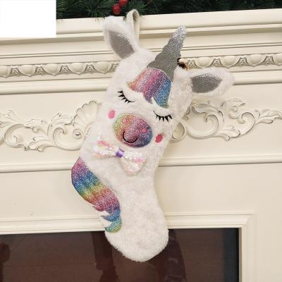 China Festival Stuff New Christmas Jars Gift Bag Christmas Decoration Unicorn Christmas Stocking for sale