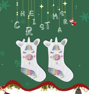 China Festival Stuff New Christmas Stockings , Large Unicorn Christmas Gift Bags , Christmas Decorations Candy Bags for sale