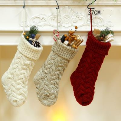 China Wholesale Festival Stuff 100% Acrylic Woven Christmas Stocking Decorations Knit Christmas Stockings for sale