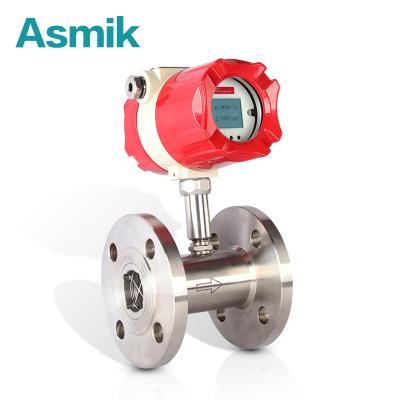 China Hot Selling Asmik Stainless Steel Water Oil Turbine Flow Meter 4-20mA Digital Liquid Flow Meter for sale