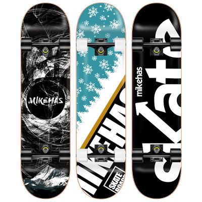 China Youth Black Wholesale Skate Board For Kids Beginners Girls Boys Teens Complete Double Rocker Skateboard for sale