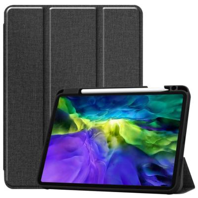 China Sleep/Wake Triple Stand PU Leather Auto Smart Cover Tablet Case with Pencil Holder for iPad Pro 12.9 2021 for sale