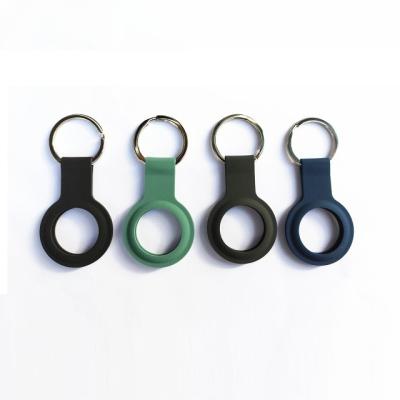 China Full Protection With Keychain Liquid Silicon Protective Case For Airtag With Key Ring for sale