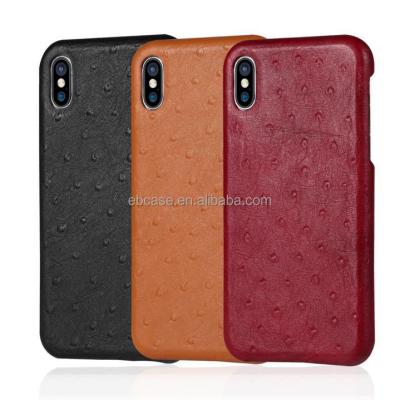 China Ostrich Convenient Grain Genuine Leather Case For iPhone X, For iPhone X Back Cover Case, Phone Cover For iPhone X for sale