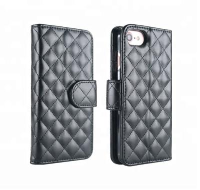 China Protect Mobile Phone Fashion Diamond Lambskin Classic Quilted Leather Flip Phone Cover Case for iPhone 8 2016 for sale