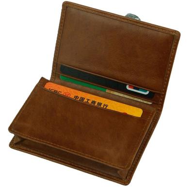 China Minimalist Crazy Horse Card Holder Genuine Leather Wallet For Men for sale