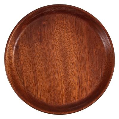 China Wholesale Custom Bamboo Round Solid Wood Serving Tray For Tea Coffee Snack Tray For Home Kitchen for sale