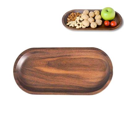 China Wholesale Custom Solid Wooden Tray BAMBOO Suitable for Food Tea Coffee Wine Oval Wooden Tray for sale