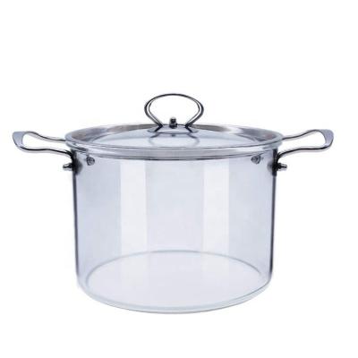 China 2022 Sustainable New Design Clear Glass Cooking Pot Set Stainless Steel , Glass Cooking Pot for sale