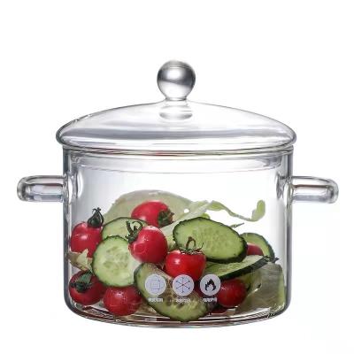 China Sustainable high borosilicate heat resistant glass cooking pot for kitchen glass saucepan for soup stock pots for sale