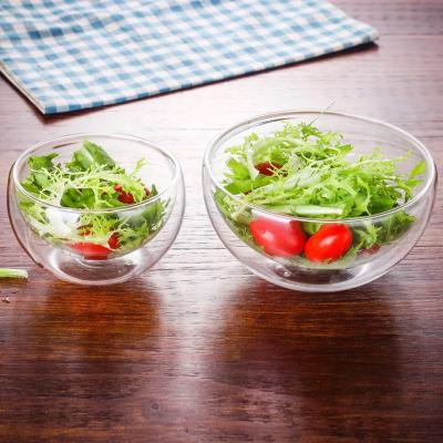 China Viable Wholesale Heat Resistant Double Wall Glass Salad Bowl for sale