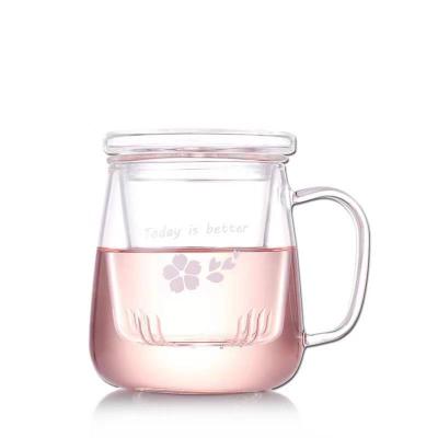 China 2022 new style high borosilicate glass sustainable tea cups with glass strainer and glass lid for sale