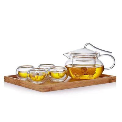 China 100% Viable Heat Resistant Glass Teapots Large Capacity Clear Handmade Glass Tea Set With Infuser for sale