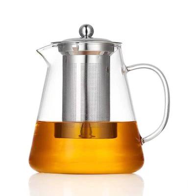 China Viable Wholesale Glass Teapot With Stainless Steel Filter Borosilicate Teapot Infuser for sale