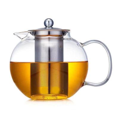 China Sustainable Wholesale Glass Teapot With Stainless Steel Filter, Teapot With Infuser for sale