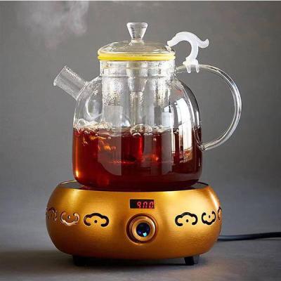 China Sustainable glass teapot kettle with warmer and infuser for sale