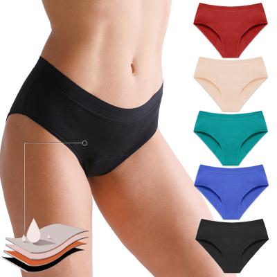 China Wholesale QUICK DRY 4 Waist Women's Mid Bikini Briefs Four Layers Absorb Plus Size Leak Proof Underwear Period Panties Bamboo Underwear for sale