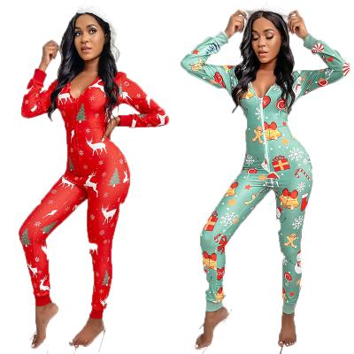 China 2021 Wholesale High Quality Women's Hooded Jumpsuit QUICK DRY Christmas Family Overalls Pajamas Women Rompers for sale