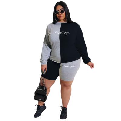 China 2021 Autumn Breathable Custom Logo Fashion Casual Long Sleeve Two Piece Set Plus Size Women Clothing for sale