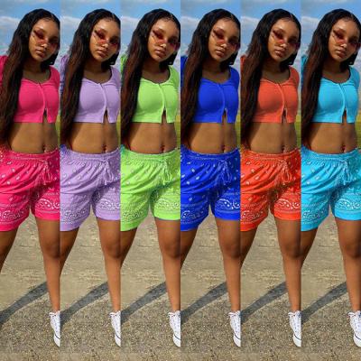 China Wholesale QUICK DRY 2021 summer sexy casual short sleeve shorts plus size women two piece crop top set clothing for sale