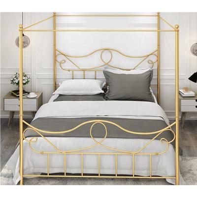 China Modern Design Gold Color Canopy Double Queen King Size Metal Princess Bed Canopy for sale