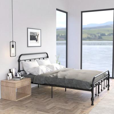 China Modern Retro Bedroom Home Furniture Queen Size Simple Assembled Metal Bed Platform Frame for sale