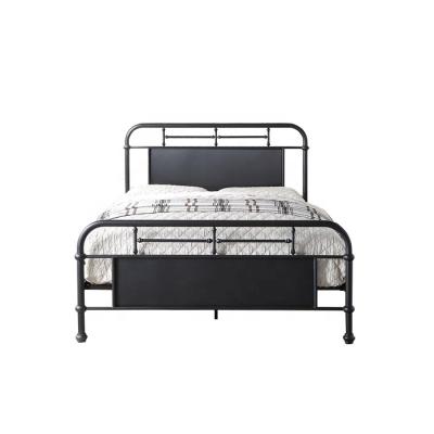 China Industrial Black Steel Nailhead Balance Metal Double Bed for sale