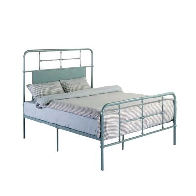 China Modern Design Furniture Home Products Modern Design Bed Metal Twin Bed Child Dormitory Kids Single White Metal Bed for sale