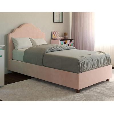 China Modern Design Full Size Pink Kids Bedding Set Kids Girls Simple Pink Fabric Upholstered Bed Frame for sale