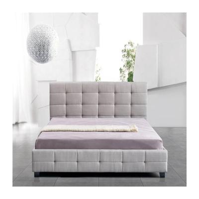 China Simple Design Modern Single Queen Bed Frame Modern Gray Fabric Upholstered Bed for sale