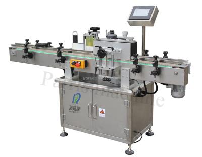 China Beverage Square Vertical Bottle Automatic Hot Melt Glue Roll Fed Labeling Machine for sale